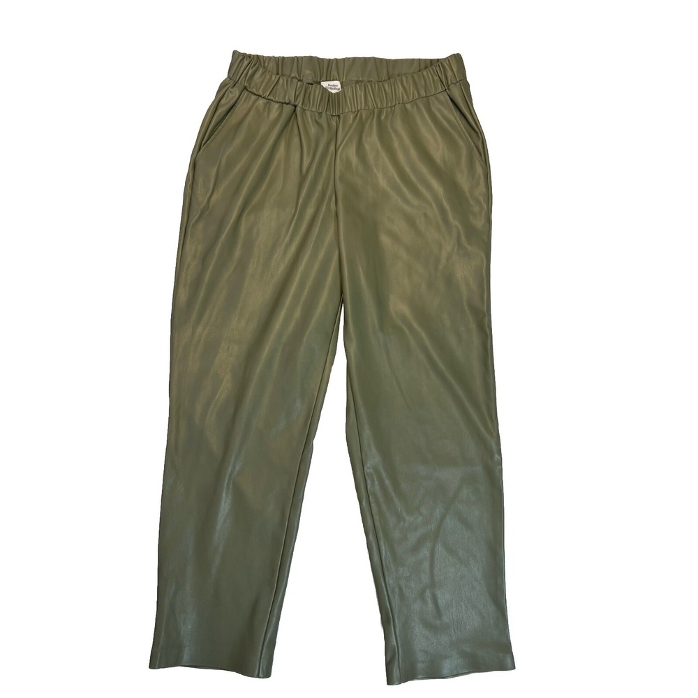 Lisadnyc x The Drop Olive Green Vegan Leather Pull On jogger Women's Pants XL